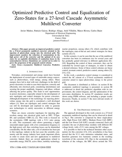 Pdf Optimized Predictive Control And Equalization Of Zero States For