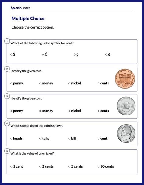 Identify Coins Values Math Worksheets SplashLearn Worksheets