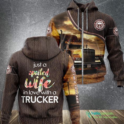 Womens Trucker Wife Design T For Spoiled Trucker Wives Zip Hoodie