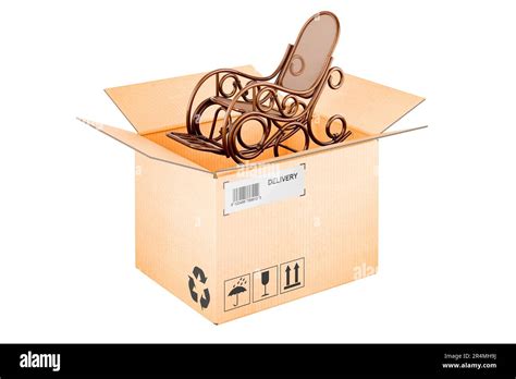 Rocking Chair Inside Cardboard Box Delivery Concept 3d Rendering