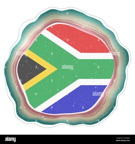 South Africa Flag In Frame Badge Of The Country Layered Circular Sign