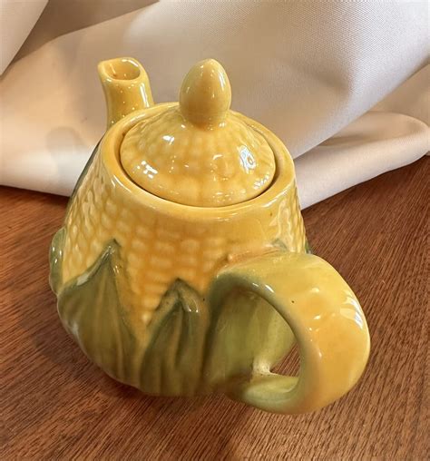 Mid Century SHAWNEE Pottery Individual Corn King Queen Mini Teapot USA