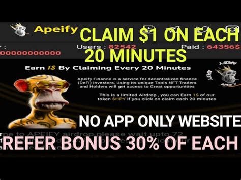 Apeify Io Claim On Every Minutes Refer Bonus Of Each