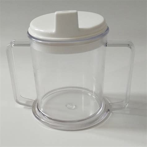 Clear Plastic Mug 2 Handled Sippy Cup 10oz Drinking Cup For Kids Adult