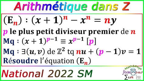 Examen National Sm Arithm Tique Dans Z Les Nombres Premiers