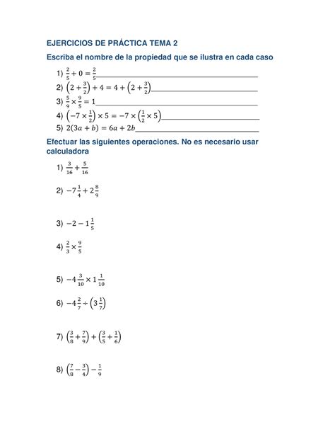 Ejercicios De Pr Ctica Operaciones Ejercicios De Pr Ctica Tema