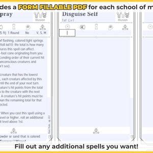 ARCANE TRICKSTER Spell Cards For Dnd 5e Form Fillable Pdfs Included