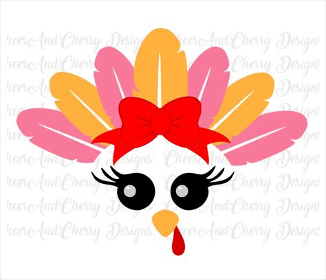 Turkey Face Svg For Girl Turkey Svg File For Cricut Etsy Ireland