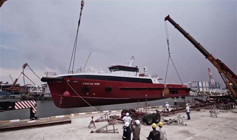 Launch Of 42m Gen 3 Fast Crew Boat Centus 9 Strategic Marine