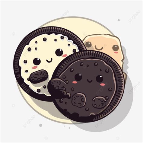 Cute Chibi Oreo Cookies With Cute Expressions On Their Faces Clipart