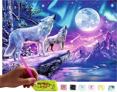 MISHBAY Diamond Painting Loup 5D DIY Peinture Diamant Painting Kit