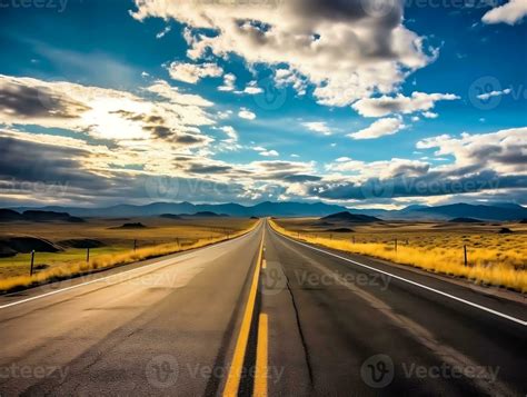 An Open Road Disappearing Into The Horizon Capturing The Sense Of