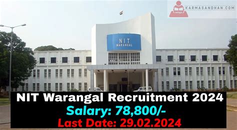 Nit Warangal Recruitment 2024 Notification Out Check Details