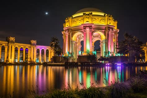 Palace Of Fine Arts With The Crescent Moon Tonight Specially Lit For