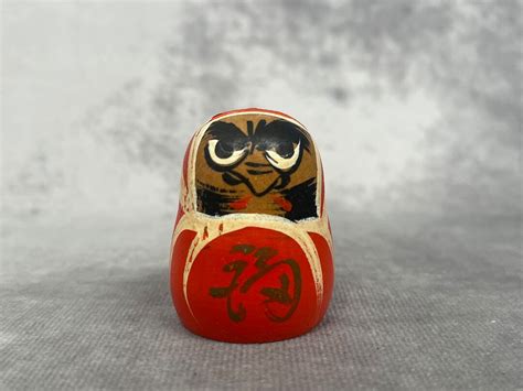 Daruma Doll Miniature Wooden Figure Hand Painted Japanese Folk Art Etsy