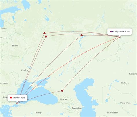 All Flight Routes From Chelyabinsk To Istanbul Cek To Ist Flight Routes