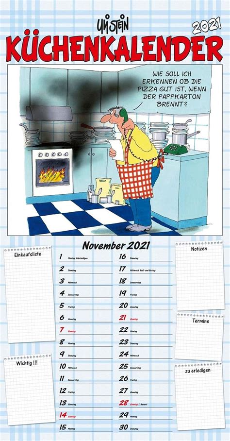 Uli Stein Küchenkalender 2021 Monatskalender für Wand Stein