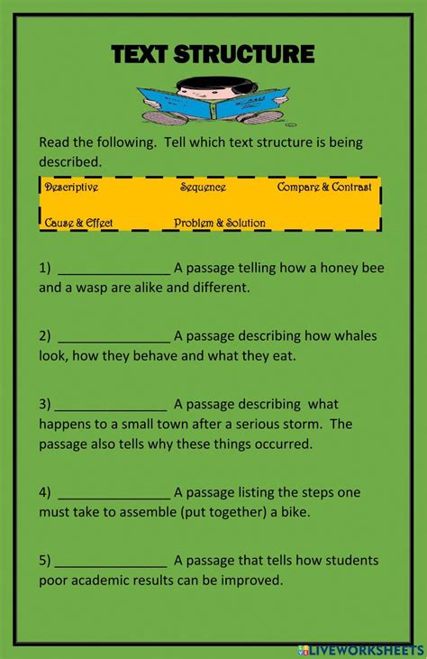 Text Structure Practice worksheet | Live Worksheets - Worksheets Library