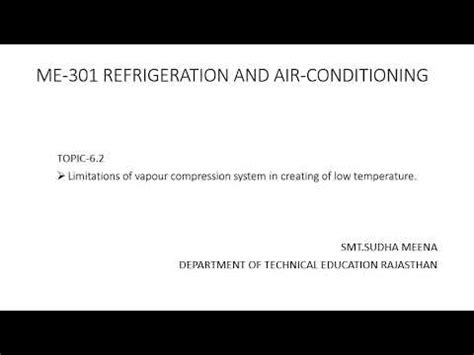 Me Limitation Of Vapour Compression System In Creating Of Low Tempby