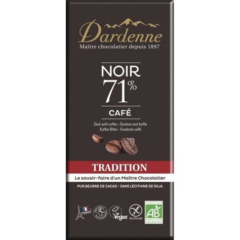 Dardenne Tablette De Chocolat Noir Au Caf Sans Gluten G