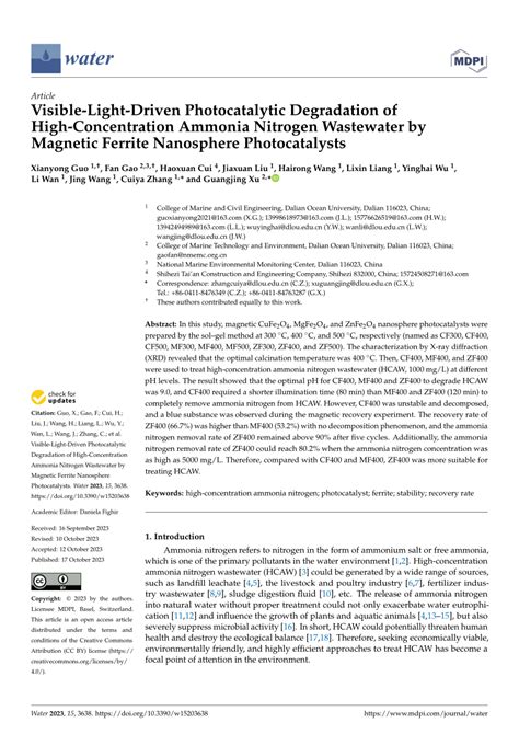 Pdf Visible Light Driven Photocatalytic Degradation Of High