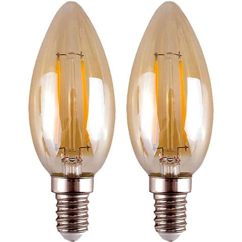 Paul Russells 2 Pack 2w 25w Candle LED Filament Amber Light Bulbs E14