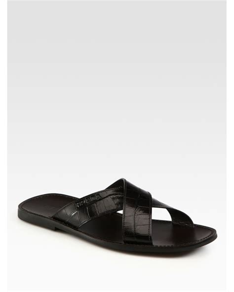 Prada Criss Cross Sandals In Black For Men Lyst