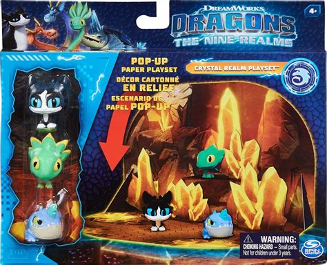 Dragons The Nine Realms Crystal Realms Pop Up Paper Playset With Thunder Feathers Plowhorn Spin