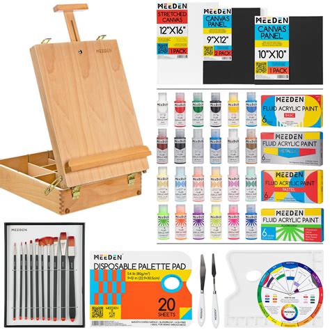 Meeden Deluxe Artist Painting Set With Beechwood Tabletop Easel X