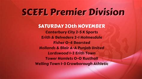 Premier Division 20th November Scefl