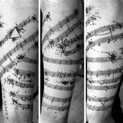 50 Music Staff Tattoo Designs For Men - Musical Pitch Ink Ideas