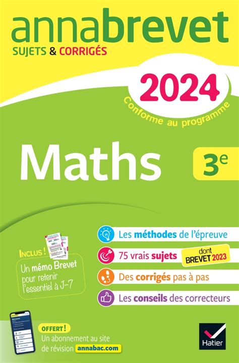 Annales Du Brevet Annabrevet 2024 Maths 3e Hachette Fr