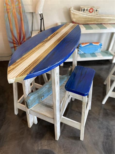 Foot Surfboard Table With Stools Bar Height Table Made In North