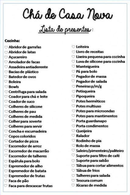 Lista De Ch De Casa Nova Pronta Para Imprimir Modelos Gr Tis