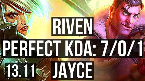 Riven Vs Jayce Top 7 0 1 7 Solo Kills 1 5m Mastery Godlike Kr