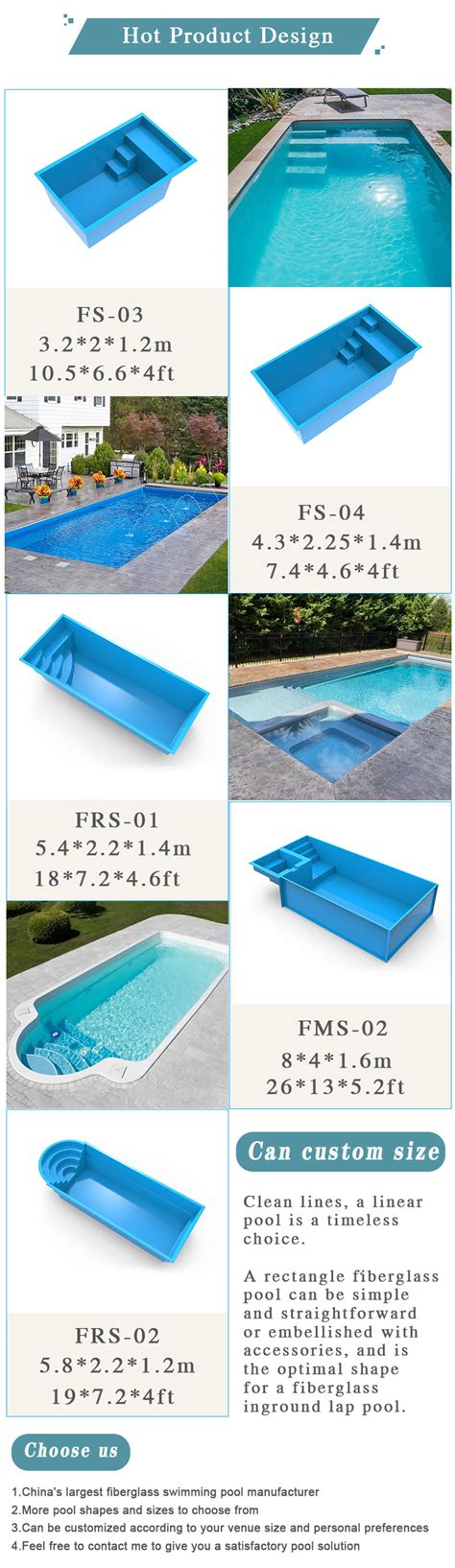 Outdoor Custom Fiberglass Large Big Size Swim Spa Swimming Pool Price