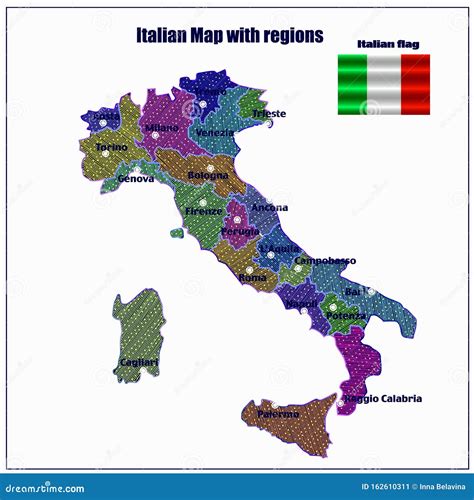 Bright Illustration With Colorful Italian Map Illustration Stock