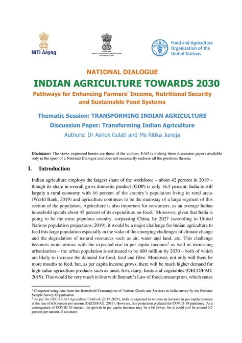 Indian Agriculture Transformation NATIONAL DIALOGUE INDIAN