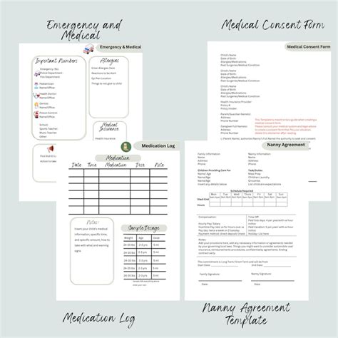 Editable Nanny Binder Nanny Agreement Nanny Notes Nanny Planner Editable Template Emergency