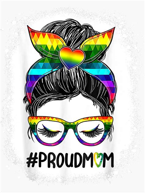 Pegatina Mo O De Pelo Desordenado De Mam Orgullosa Lgbtq Rainbow Flag Gay Pride Ally De