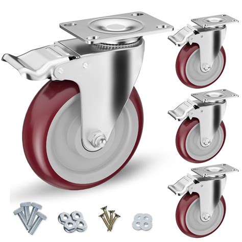 Buy 5 Inch Casters Set Of 4 Heavy Duty Caster Wheels CLOATFET