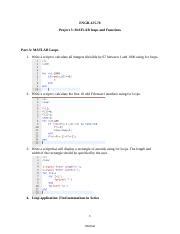 Project 5 MATLAB Matrix Loops Functions 2 2 Docx ENGR 125 70 Project