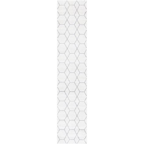 Unique Loom Geometric Trellis Frieze Rug Ivorygray 2 X 10 Runner