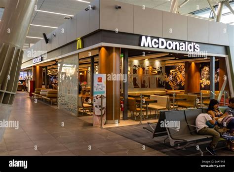 McDonald's restaurant in the departure lounge in Santiago de Chile Airport (Arturo Merino ...