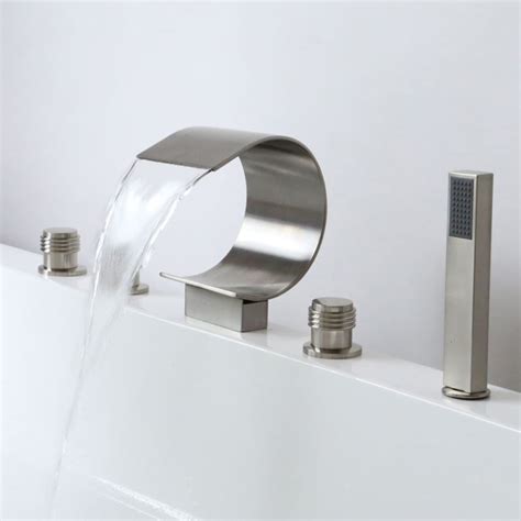 Wannenrandarmatur Loch Wasserfall Kurve Design Mit Handbrause Geb Rstet