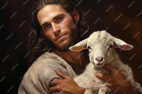 Premium Ai Image Jesus Holding A Lamb