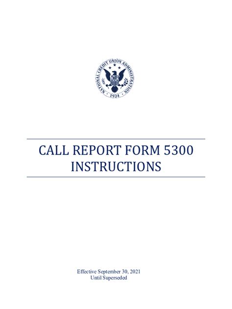 Fillable Online CALL REPORT FORM 5300 INSTRUCTIONS National Credit