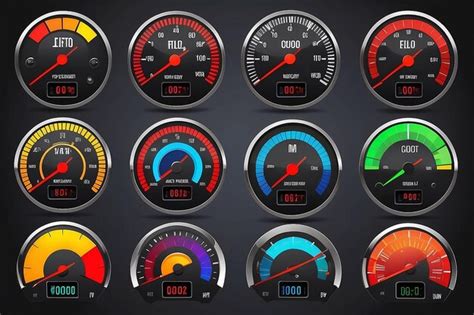 Conjunto De Velocímetros De Colores Nivel Del Medidor Bueno Y Malo