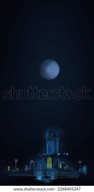 Moon Night City Wallpaper Hd Stock Illustration 2268405247 | Shutterstock