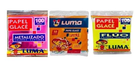 Pack Papel Glace Luma X H X Paquetes Fluo Lustre Metal